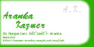 aranka kazmer business card